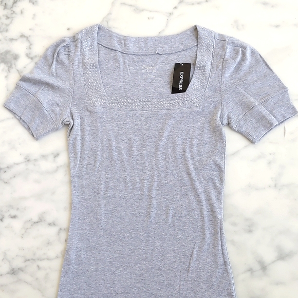 NWT. Express Sexy Basic Tee with crystals and sparkling decorations. - Picture 2 of 5